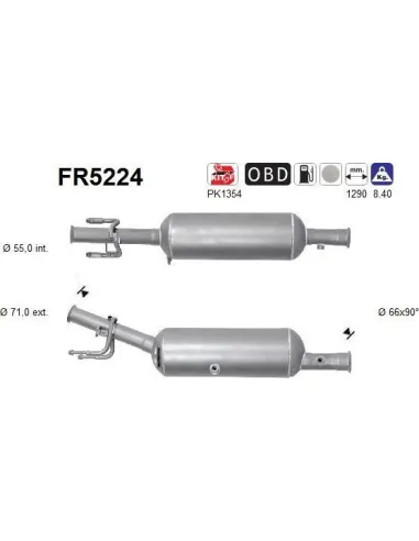 Filtro de partículas diésel AS FR5224 para PEUGEOT