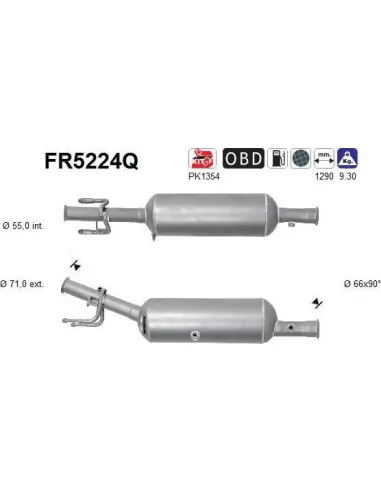 Filtro de partículas diésel AS FR5224Q para PEUGEOT