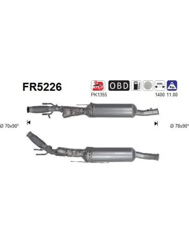 Filtro de partículas diésel AS FR5226 para CITROËN / PEUGEOT