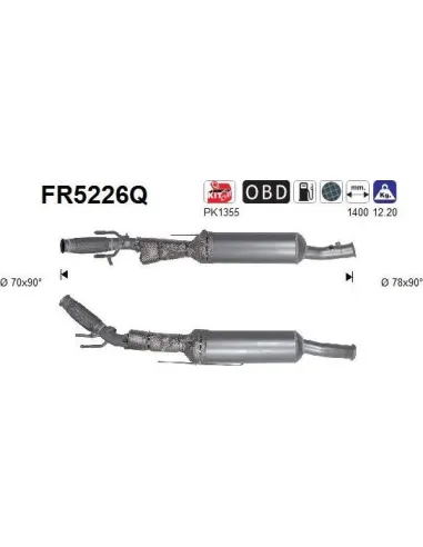Filtro de partículas diésel AS FR5226Q para CITROËN / PEUGEOT