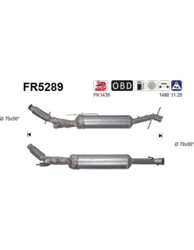 Filtro de partículas diésel AS FR5289 para CITROËN / OPEL / PEUGEOT