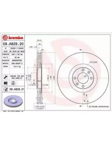 09.A829.20 Disco de freno Brembo