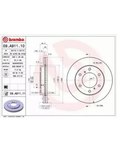 09.A911.10 Disco de freno Brembo