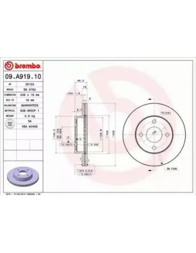 09.A919.10 Disco de freno Brembo