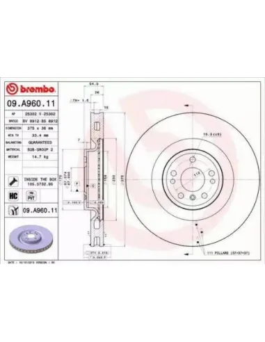 09.A960.11 Disco de freno Brembo