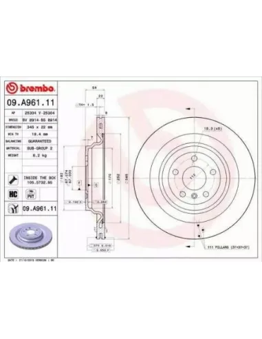 09.A961.11 Disco de freno Brembo