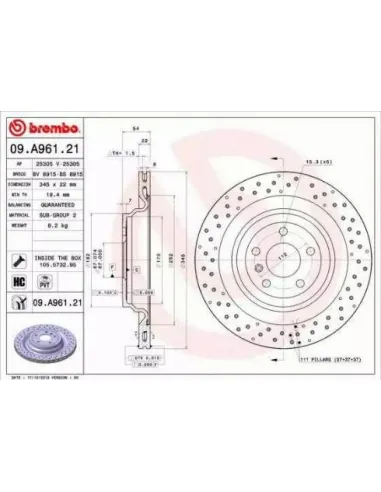 09.A961.21 Disco de freno Brembo