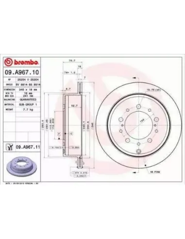 09.A967.10 Disco de freno Brembo