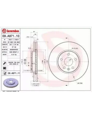 09.A971.10 Disco de freno Brembo