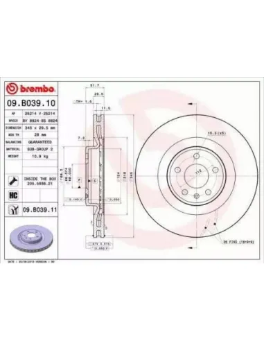 09.B039.10 Disco de freno Brembo