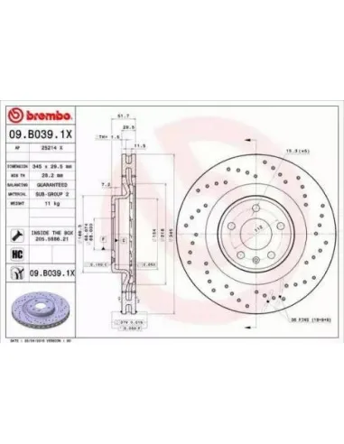 09B0391X Disco de freno Brembo