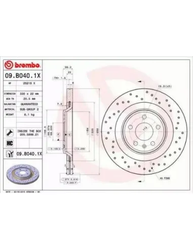 09B0401X Disco de freno Brembo