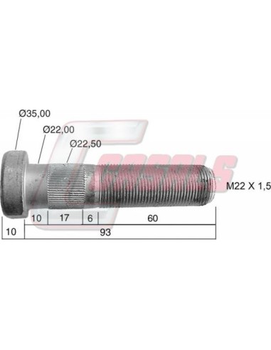 PERNO SAF RUEDA SIMPLE 93mm