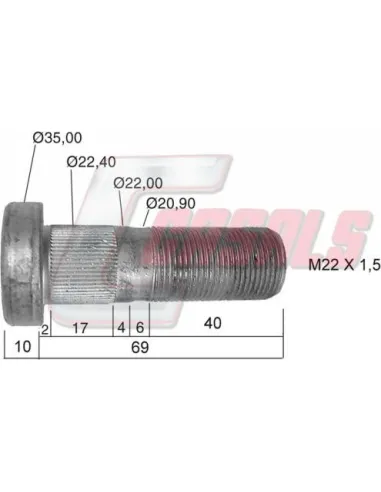 PERNO SAF FRENO DISCO 69mm