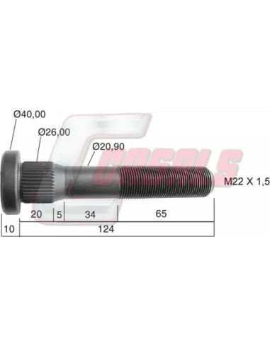 PERNO DAF LLANTA ALUMINIO 124mm