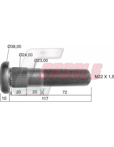 PERNO ROR LLANTA ALUMINIO 117mm