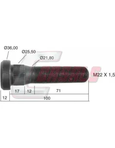 PERNO VOLVO LARGO 99mm