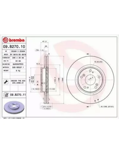 09.B270.10 Disco de freno Brembo