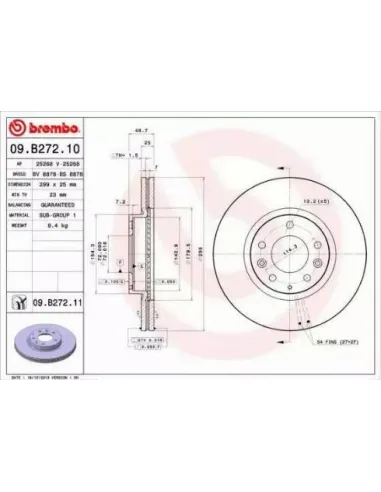 09.B272.10 Disco de freno Brembo