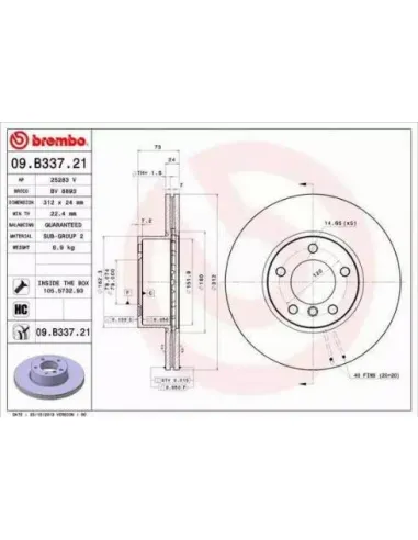 09.B337.21 Disco de freno Brembo