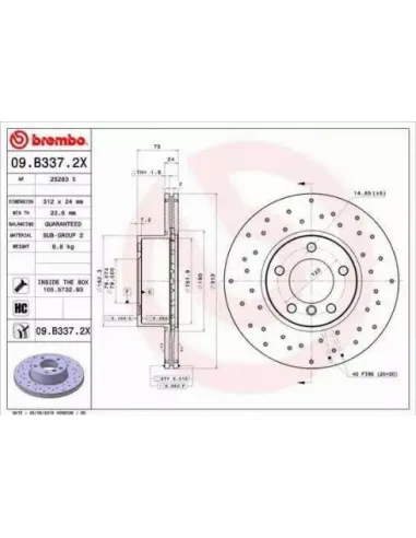 09B3372X Disco de freno Brembo