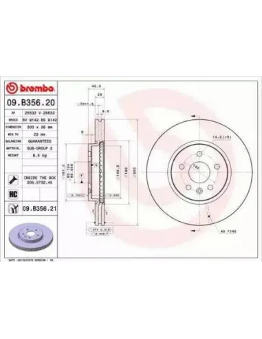 09.B356.20 Disco de freno Brembo