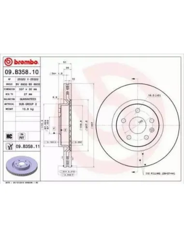 09.B358.10 Disco de freno Brembo