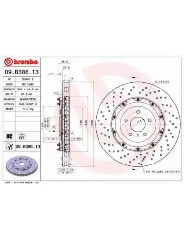 09B38613 Disco de freno Brembo