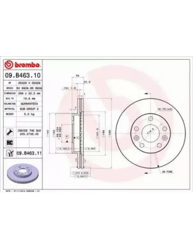 09.B463.10 Disco de freno Brembo