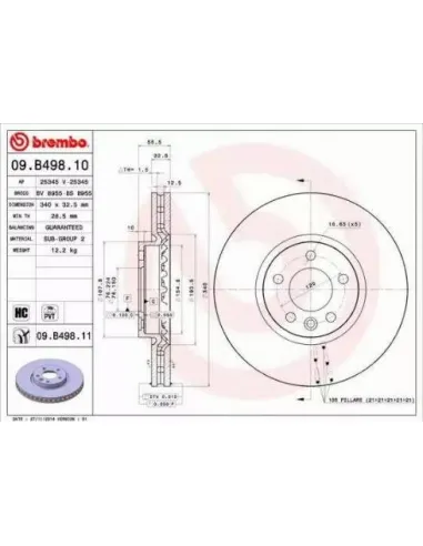 09.B498.10 Disco de freno Brembo