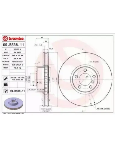 09.B538.11 Disco de freno Brembo