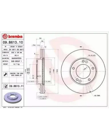 09.B613.10 Disco de freno Brembo