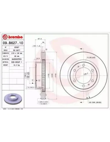 09.B627.10 Disco de freno Brembo