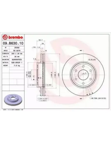 09.B630.10 Disco de freno Brembo