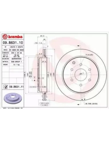 09.B631.11 Disco de freno Brembo