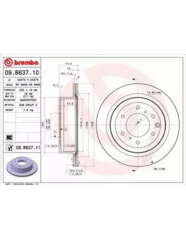 09.B637.11 Disco de freno Brembo