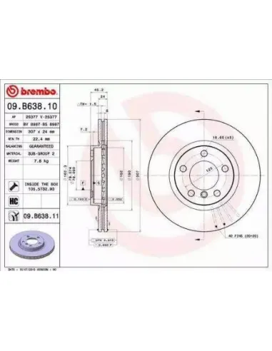 09.B638.10 Disco de freno Brembo