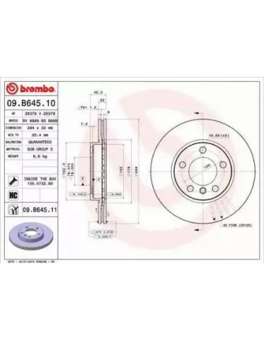 09.B645.10 Disco de freno Brembo