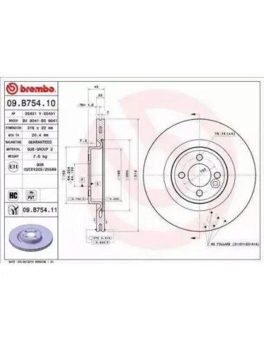 09.B754.11 Disco de freno Brembo