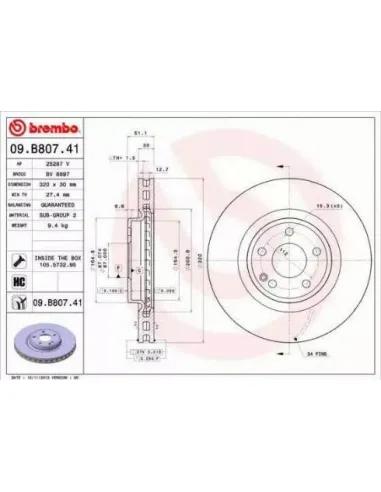 09.B807.41 Disco de freno Brembo