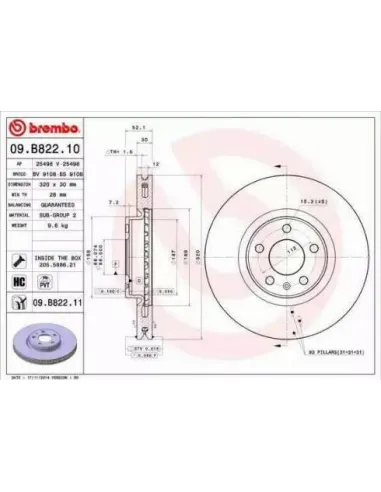 09.B822.10 Disco de freno Brembo