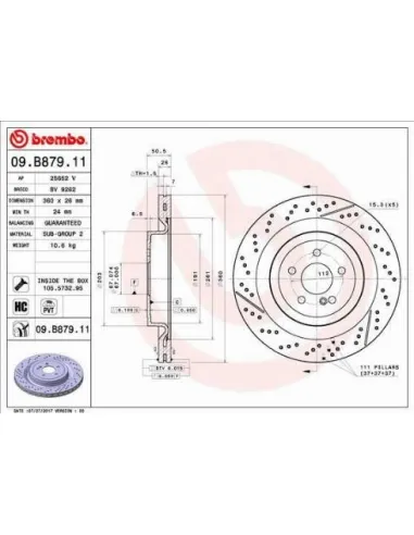 09.B879.11 Disco de freno Brembo