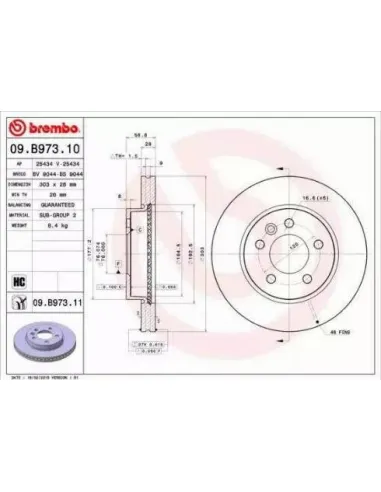 09.B973.10 Disco de freno Brembo