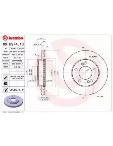 09.B974.10 Disco de freno Brembo