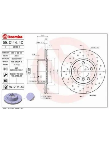 09C1141X Disco de freno Brembo