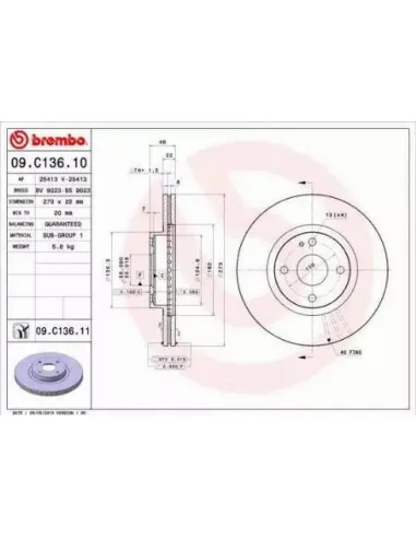 09.C136.10 Disco de freno Brembo