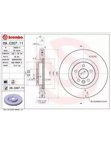 09.C207.11 Disco de freno Brembo