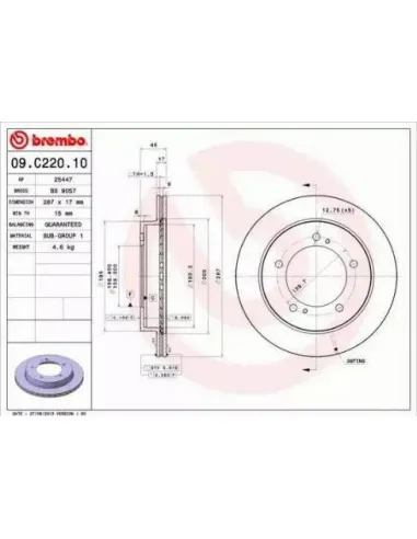 09.C220.10 Disco de freno Brembo