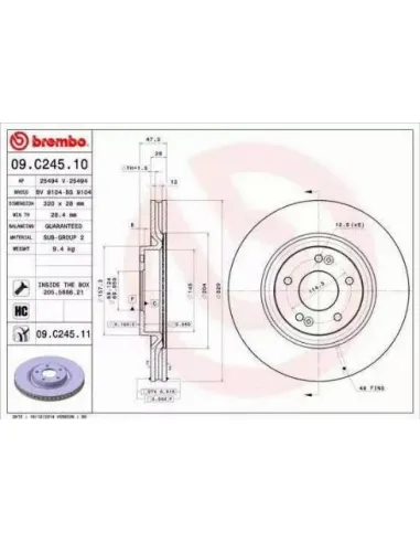 09.C245.11 Disco de freno Brembo