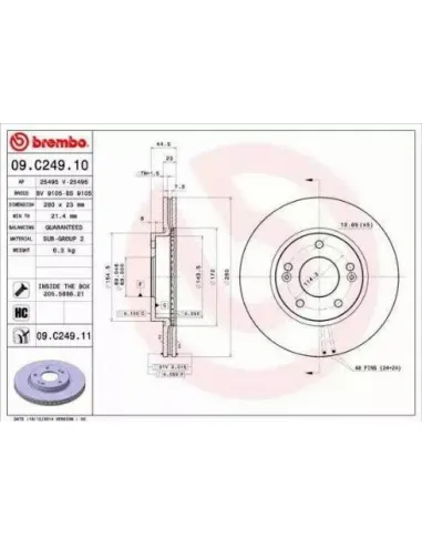 09.C249.11 Disco de freno Brembo